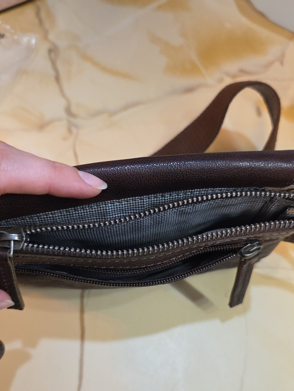 Brown Leather Belt Bag with Buckle - Picture 4 of 6